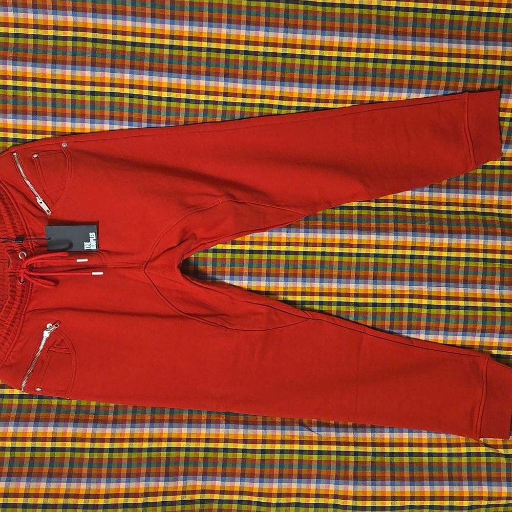 Women's Kooples Red Zippered Sweatpants, Sz L NWT - Picture 3 of 6